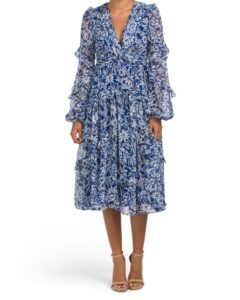 Long Sleeve Floral Cocktail Dress