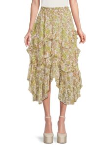 Demeter Floral Asymmetric Skirt