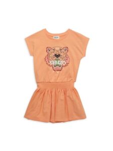 ​little Girl’s Logo Shirred T Shirt Dress