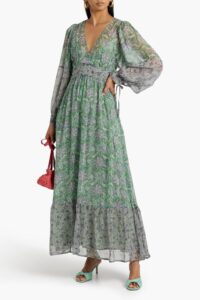 Loah Gathered Printed Cotton-voile Maxi Dress