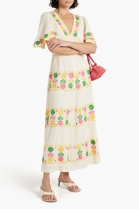 Clemence Embroidered Cotton-gauze Maxi Dress