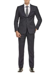 Slim Fit Peak Lapel Plaid Wool Blend Suit
