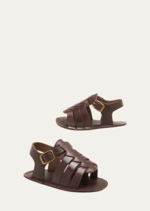 Girl's Léo Woven Leather Sandals, Baby