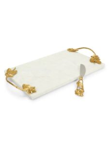2-piece Hydrangea Marble & Brass Charcuterie Board Set