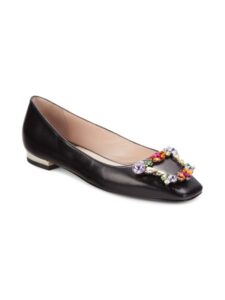 Margaux Embellished Buckle Leather Ballet Flats