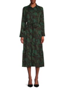 Paisley Print Belted Shirtdress