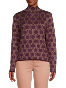 Geometric Mockneck Sweater