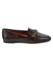 Camilla Chain Trim Leather Loafers