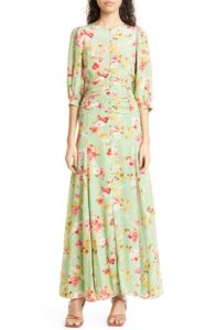 Floral Print Ruched Gown