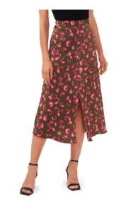Floral Print Satin Maxi Skirt