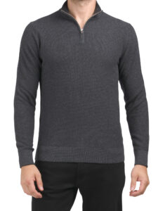 Cotton and Cashmere Quarter Zip Sweater