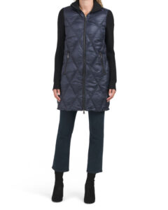 Knit Sleeve Diamond Quilted Puffer Coat