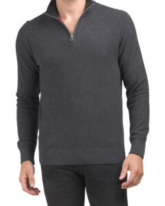Cotton Cashmere Half Zip Sweater