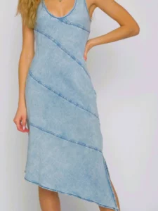 Noa Tencel Bias Dress in Blue