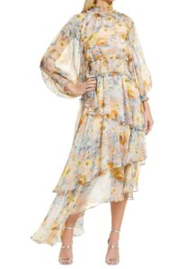 Astrid Floral Print Long Sleeve Asymmetric Chiffon Dress