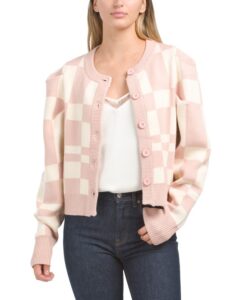 Josena Checkered Cardigan Sweater