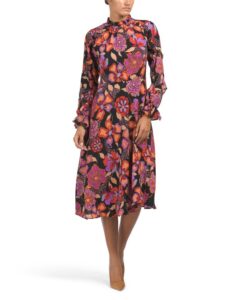Printed Ruffle Midi Dress