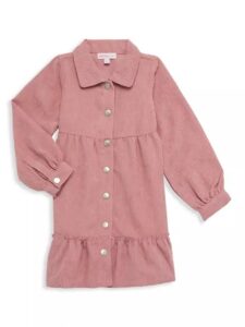 Little Girl’s Corduroy Button-front Tiered Dress