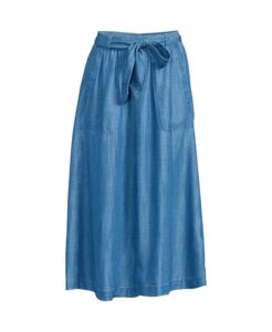 Women's Tencel Tie Waist Midi Skirt