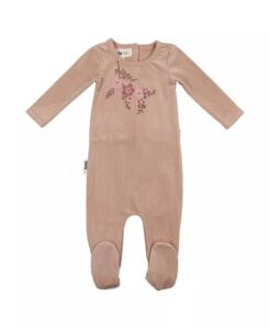Baby Girls Velour Footed Coverall