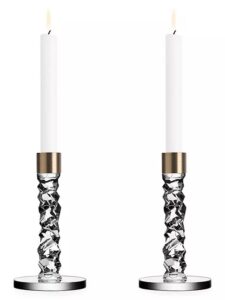 Carat 2-piece Glass & Brass Candlestick Set
