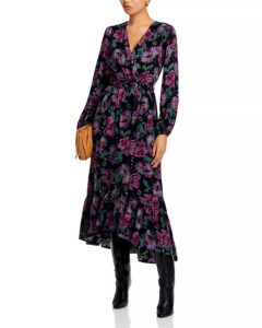 Long Sleeved Floral Wrap Maxi Dress