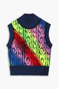 Cropped Jacquard-knit Merino Wool Vest