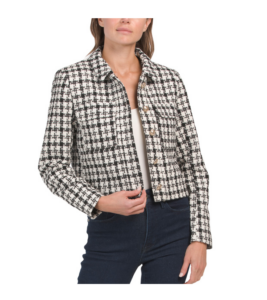 Patterned Cropped Boucle Blazer