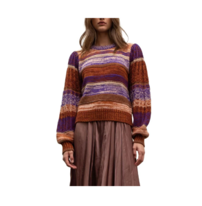 Womens Marled Striped Crewneck Sweater