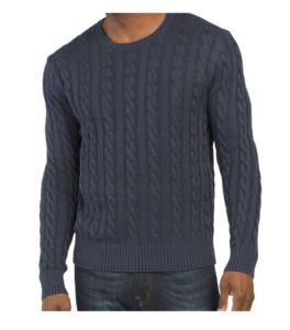 Long Sleeve Cotton Cable Crew Neck Sweater
