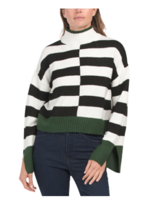 Wool Blend Striped Color Block Sweater