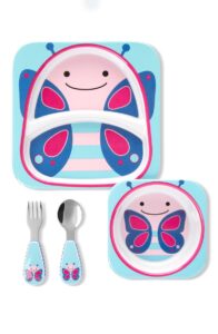 Zoo Butterfly Mealtime Plate, Bow & Utensil Set