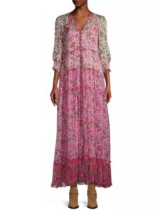 Foxglove Silk Maxi-dress
