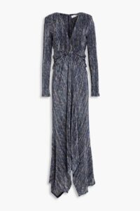 Draped Marled Ribbed-knit Maxi Dress