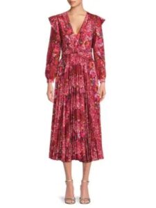 Chrishelle Floral Pleated A-line Midi Dress