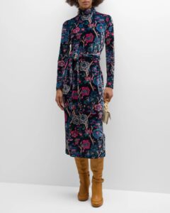 Piper Velvet Belted Turtleneck Midi Dress