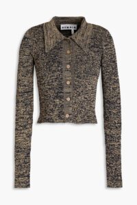 Mélange Ribbed-knit Cardigan