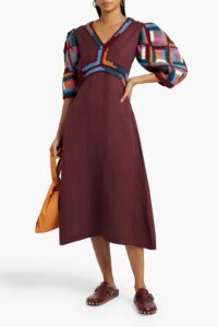 Camryn Crochet and Linen-blend Midi Dress