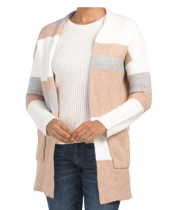 Color Block Cardigan with Patch Pockets