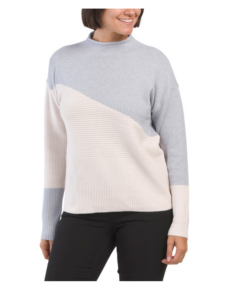 Color Block Directional Rib Pullover
