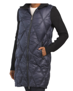 Knit Sleeve Diamond Quilted Puffer Coat