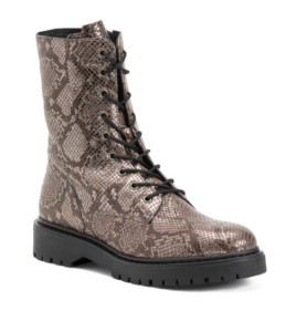 Metallic Snake Print Lace Up Boots