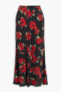 Kelly Floral-print Silk Crepe De Chine Midi Skirt