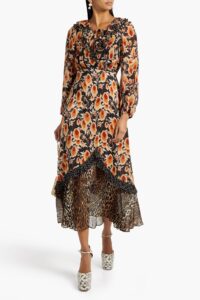 Jaida Ruffled Printed Silk-chiffon Midi Dress