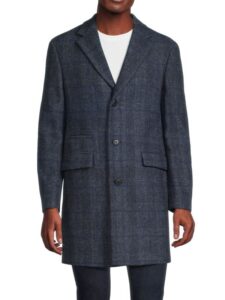 Plaid Wool Blend Coat