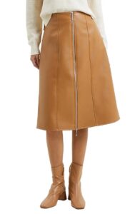Claudia Zip Faux Leather A-line Skirt