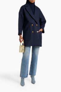 Double-breasted Herringbone Wool-tweed Coat