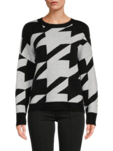 Blanche Houndstooth Crewneck Sweater