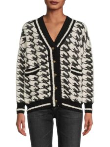 Houndstooth Button Sweater