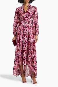 Wrap-effect Floral-print Fil Coupé Chiffon Dress